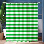 Horizontal Stripes - White and Dark Pastel Green Shower Curtain 60  x 72  (Medium)