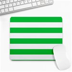 Horizontal Stripes - White and Dark Pastel Green Large Mousepad