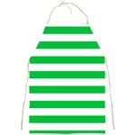 Horizontal Stripes - White and Dark Pastel Green Full Print Apron