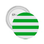 Horizontal Stripes - White and Dark Pastel Green 2.25  Button
