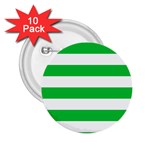 Horizontal Stripes - White and Dark Pastel Green 2.25  Button (10 pack)