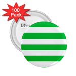 Horizontal Stripes - White and Dark Pastel Green 2.25  Button (100 pack)