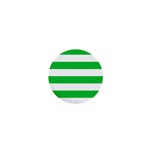 Horizontal Stripes - White and Dark Pastel Green 1  Mini Magnet