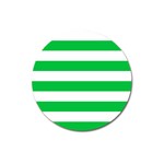Horizontal Stripes - White and Dark Pastel Green Magnet 3  (Round)