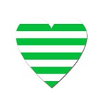 Horizontal Stripes - White and Dark Pastel Green Magnet (Heart)