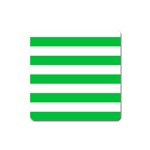 Horizontal Stripes - White and Dark Pastel Green Magnet (Square)