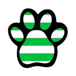 Horizontal Stripes - White and Dark Pastel Green Magnet (Paw Print)