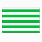 Horizontal Stripes - White and Dark Pastel Green Postcard 5  x 7 