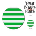 Horizontal Stripes - White and Dark Pastel Green Multi-purpose Cards (Round)
