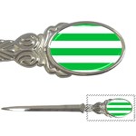 Horizontal Stripes - White and Dark Pastel Green Letter Opener