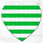 Horizontal Stripes - White and Dark Pastel Green Jigsaw Puzzle (Heart)