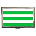 Horizontal Stripes - White and Dark Pastel Green Cigarette Money Case