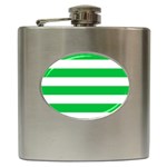 Horizontal Stripes - White and Dark Pastel Green Hip Flask (6 oz)