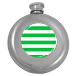 Horizontal Stripes - White and Dark Pastel Green Hip Flask (5 oz)