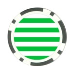 Horizontal Stripes - White and Dark Pastel Green Poker Chip Card Guard