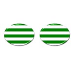 Horizontal Stripes - White and Green Cufflinks (Oval)
