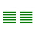 Horizontal Stripes - White and Green Cufflinks (Square)