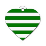 Horizontal Stripes - White and Green Dog Tag Heart (One Side)