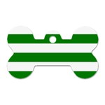 Horizontal Stripes - White and Green Dog Tag Bone (Two Sides)