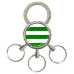 Horizontal Stripes - White and Green 3-Ring Key Chain