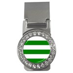 Horizontal Stripes - White and Green Money Clip (CZ)