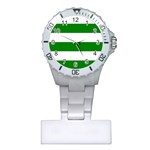 Horizontal Stripes - White and Green Nurses Watch