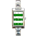 Horizontal Stripes - White and Green Rectangle Italian Charm Watch