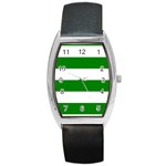 Horizontal Stripes - White and Green Barrel Style Metal Watch