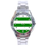Horizontal Stripes - White and Green Stainless Steel Analogue Watch