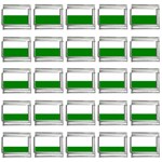 Horizontal Stripes - White and Green 9mm Italian Charm (25 pack)