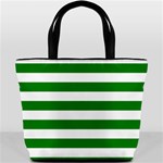 Horizontal Stripes - White and Green Bucket Bag
