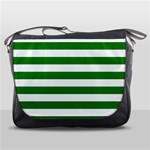 Horizontal Stripes - White and Green Messenger Bag