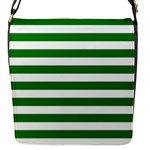 Horizontal Stripes - White and Green Flap Closure Messenger Bag (S)