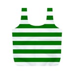 Horizontal Stripes - White and Green Full Print Recycle Bag (M)