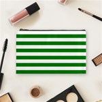 Horizontal Stripes - White and Green Cosmetic Bag (M)