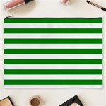 Horizontal Stripes - White and Green Cosmetic Bag (XXXL)