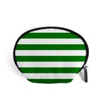 Horizontal Stripes - White and Green Accessory Pouch (Small)