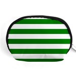 Horizontal Stripes - White and Green Accessory Pouch (Medium)
