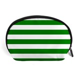 Horizontal Stripes - White and Green Accessory Pouch (Large)