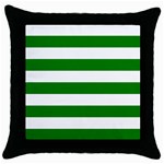 Horizontal Stripes - White and Green Throw Pillow Case (Black)