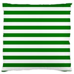 Horizontal Stripes - White and Green Large Cushion Case (One Side)
