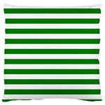 Horizontal Stripes - White and Green Large Flano Cushion Case (One Side)