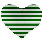Horizontal Stripes - White and Green Large 19  Premium Heart Shape Cushion