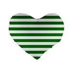 Horizontal Stripes - White and Green Standard 16  Premium Heart Shape Cushion
