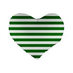 Horizontal Stripes - White and Green Standard 16  Premium Flano Heart Shape Cushion