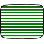 Horizontal Stripes - White and Green Double Sided Fleece Blanket (Mini)