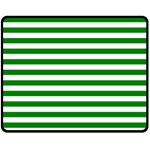 Horizontal Stripes - White and Green Fleece Blanket (Medium) (One Side)