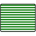 Horizontal Stripes - White and Green Double Sided Fleece Blanket (Medium) (Two Sides)