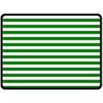 Horizontal Stripes - White and Green Double Sided Fleece Blanket (Large) (Two Sides)