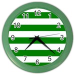 Horizontal Stripes - White and Green Color Wall Clock